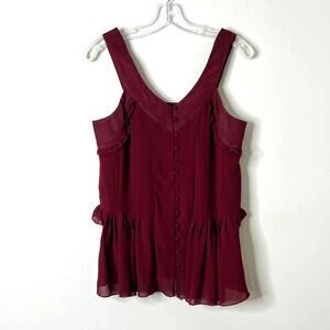 Romeo and Juliet Couture Sleeveless Ruffle Tank Burgundy Womens Medium
